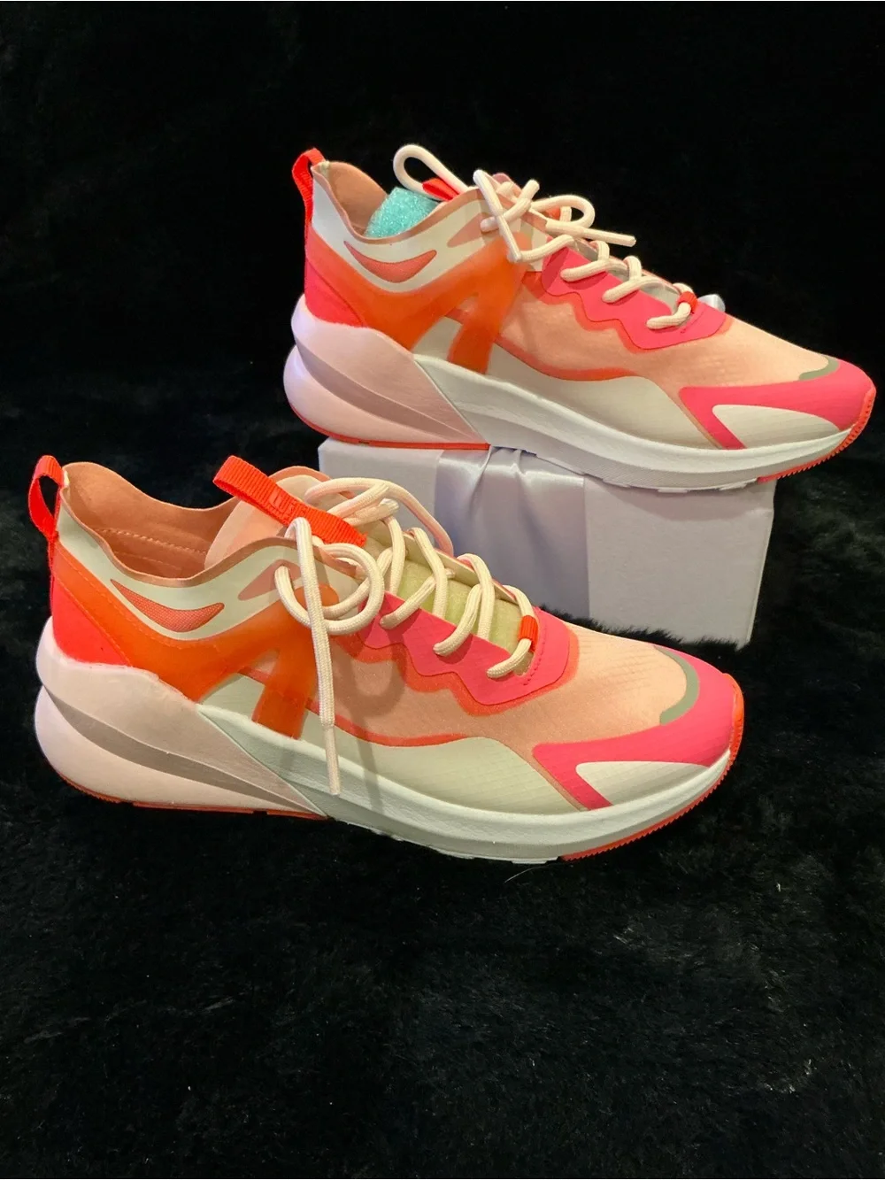 Fabletics Women's Pink & Orange Lace-Up Athletic Sneakers Size 7.5